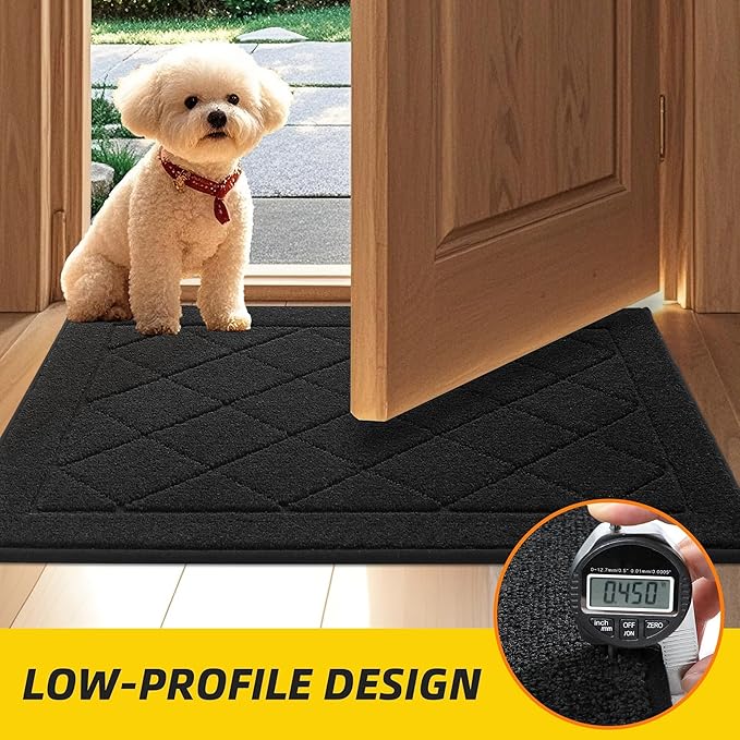 JSEI Dirt Trapper Door Mat 32"x48", Non-Slip Washable Entryway Mats, Dog Door Mat, Stain Resistant and Absorbent Floor Mats, Low Profile Welcome Mat for Front Back Door, Black-Ruum Studio Home