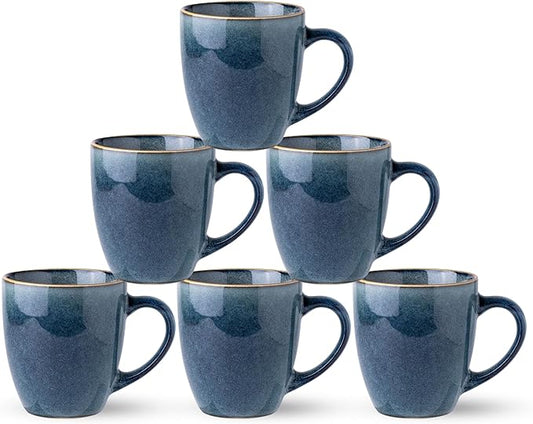 GBHOME Ceramic Coffee Mugs Set of 6, 12oz Stoneware Coffee Mugs Set For Dad Mom Women MEN, Light Weight Ceramic Coffee Cups for Latte/Tea/Beer/Hot Cocoa, Dishwasher & Microwave Safe-Ruum Studio Home