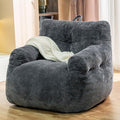 Giant Bean Bag Chair, Faux Fur Large Bean Bag Chair for Adults, Fluffy and Comfy Giant Bean Bag Chair with Filler, Big Bean Bag Sofa Chair for Reading, Gaming, Grey-Ruum Studio Home