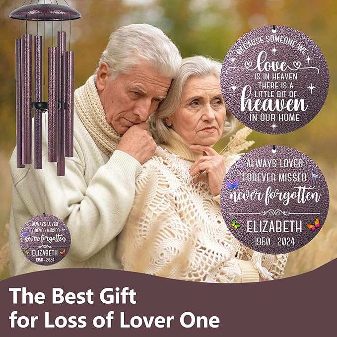 ASTARIN 36" Large Deep Tone Personalized Sympathy Wind Chimes, Memorial Wind Chime for Loss of Mother Father Loved One, Bereavement Gifts Decor Outdoor Patio Garden Graveyard-Ruum Studio Home