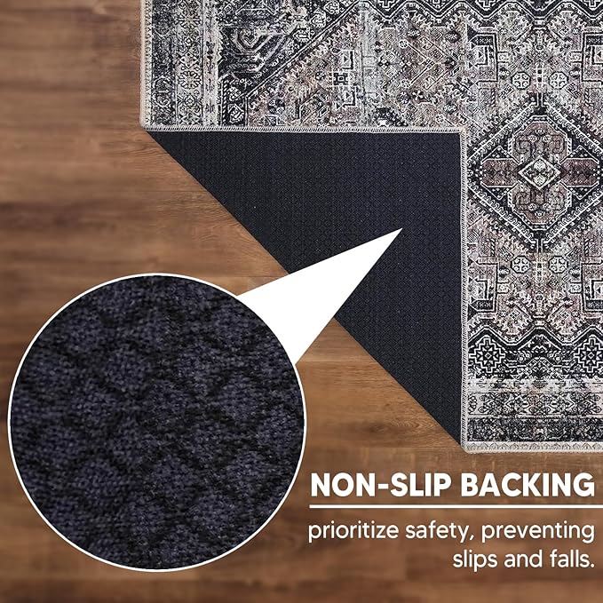 Keen Home Design 2x12 Rug - Machine Washable Runner Rug with Non-Slip Backing, Ideal for Hallway, Entryway, Kitchen, Laundry Room - Vintage, Easy Clean, Durable, Low Pile - (2'6" x 12')-Ruum Studio Home