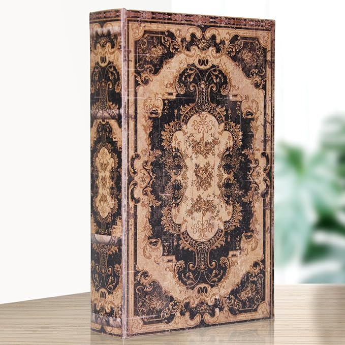 Decorative Storage Box for Home Decor - Vintage Faux Wood Book Box with Magnetic Lock, Hidden Jewelry & Remote Storage, Coffee Table Books Decor, Shelf Decor Accents (M Size, 10.2") -5-05-Ruum Studio Home