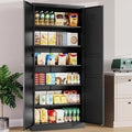 SISESOL Black Storage Cabinet,71" Tall Pantry Cabinet,Kitchen Pantry Storage Cabinets with 2 Doors and 6 Shelves,Wide Deep Metal Food Cupboard for Home,Kitchen,Dining/Living Room-Ruum Studio Home