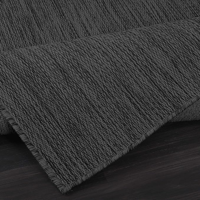 CAMILSON Outdoor Rug 8x10 Modern Area Rugs for Indoor and Outdoor Patios and Porches - Waterproof, Washable, Non-Shedding, Easy-to-Clean Outside Carpet (8 x 10, Solid - Dark Gray)-Ruum Studio Home