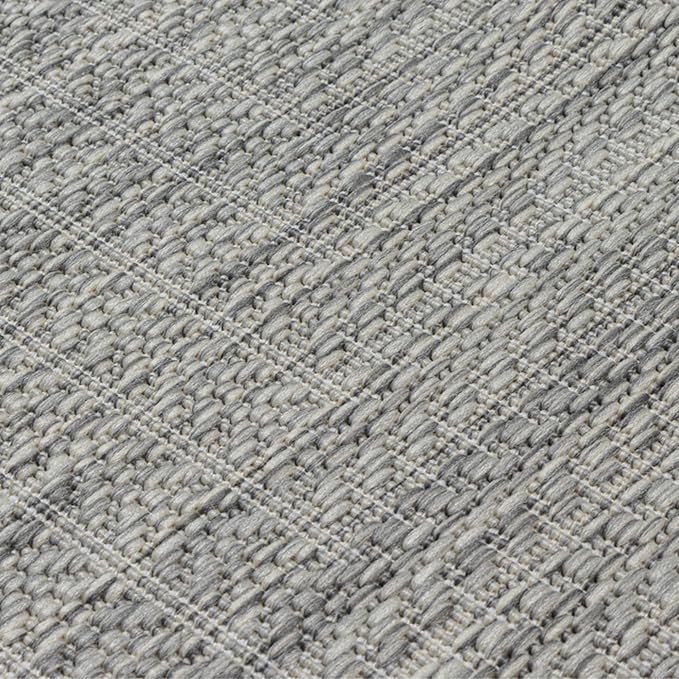 Adiva Rugs Outdoor Indoor Area Rug, Weather Resistant, Easy to Clean, Stain Resistant Floor Mat for Dining Room, Backyard, Deck, Patio (Silver Weiss, 6' x 9')-Ruum Studio Home