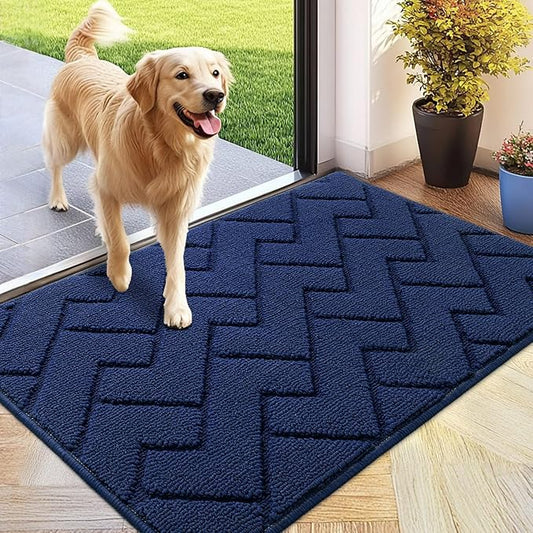 hicorfe Indoor Doormat,Front Back Door Mat Rubber Backing Non Slip Door Mats 24"x35" Absorbent Resist Dirt Entrance Doormat Inside Floor Mats for Entryway Washable Low-Profile (Navy Blue)-Ruum Studio Home