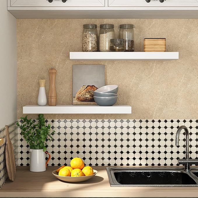 HOOBRO Floating Shelves for Wall, Wall Mounted Shelf Set of 2, 23.6" Hanging Shelf with Invisible Brackets, for Wall in Bathroom, Bedroom, Toilet, Kitchen, Living Room, Office, White WT60BJ01-Ruum Studio Home