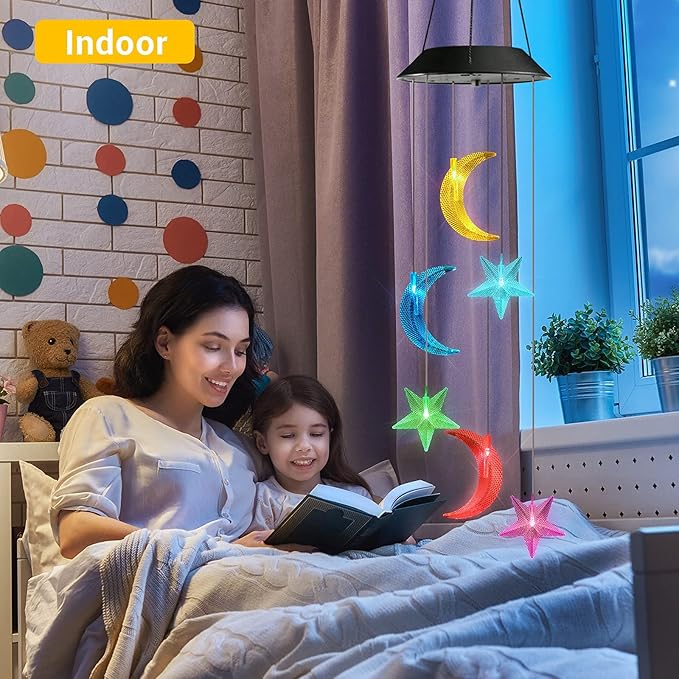 Toodour Solar Wind Chimes, Color Changing Wind Chimes Moon and Star, LED Decorative Mobile, Gift for Mom Grandma, Waterproof Outdoor Moon Star Light for Garden, Patio, Yard, Window Outdoor Decor-Ruum Studio Home