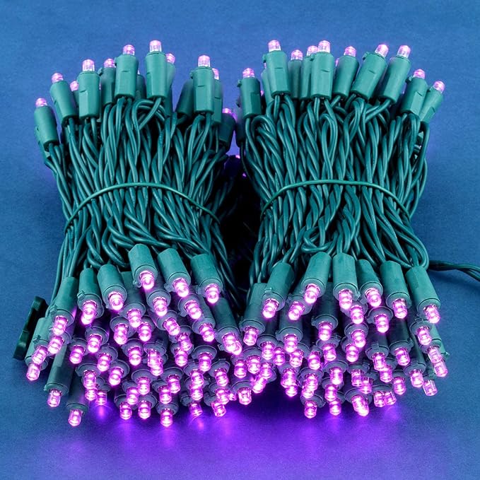 200 Count Pink Wide Angle LED Christmas Lights, 66 ft Green Wire UL Certified Commercial Grade 5mm Holiday String Light Set (Pink)-Ruum Studio Home