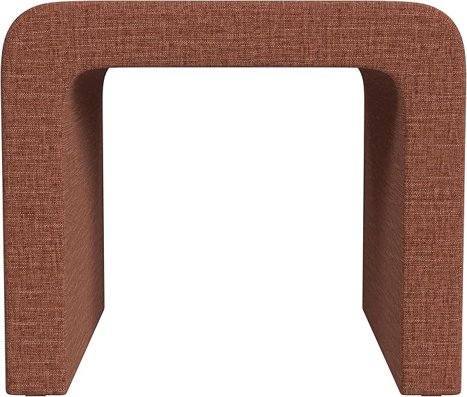 Modern Channel Rust Chenille Foot Stools Ottoman Home Décor, Soft Ottoman Foot Rest Chair for Bedroom and Living Room, Vanity Chair and Stool in Dressing Area, and Lounge (Rust Chenille)-Ruum Studio Home