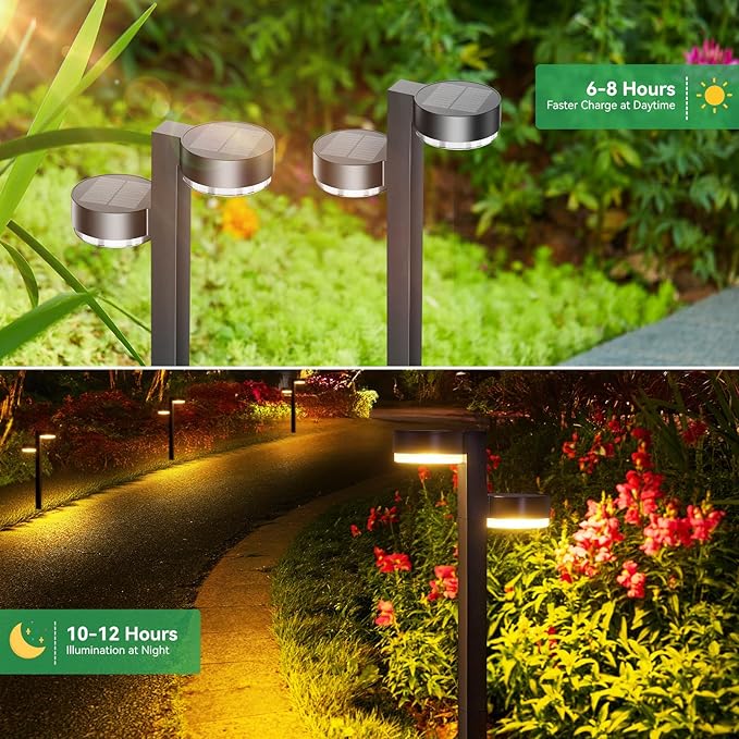 Solar Pathway Lights Outdoor Waterproof, 4 Pack with 8 Head Solar Lights Outdoor Super Bright Up to 12Hrs, Auto On/Off Garden Light for Yard Patio Path Walkway Driveway Outside Decor-Ruum Studio Home