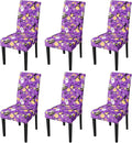 JQinHome Purple Halloween Chair Slipcover, Spider Web Chair Covers Set of 6, High Stretch Washable Chair Protector Cover for Dining Room, Kitchen,Home Party,Wedding Ceremony(Purple Candy,6PC)-Ruum Studio Home