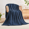 EMME Cotton Blanket Twin XL for Bed Soft Muslin Blankets 66"x90" Lightweight Breathable Layering Bedspread Coverlet All Season Gauze, Navy-Ruum Studio Home