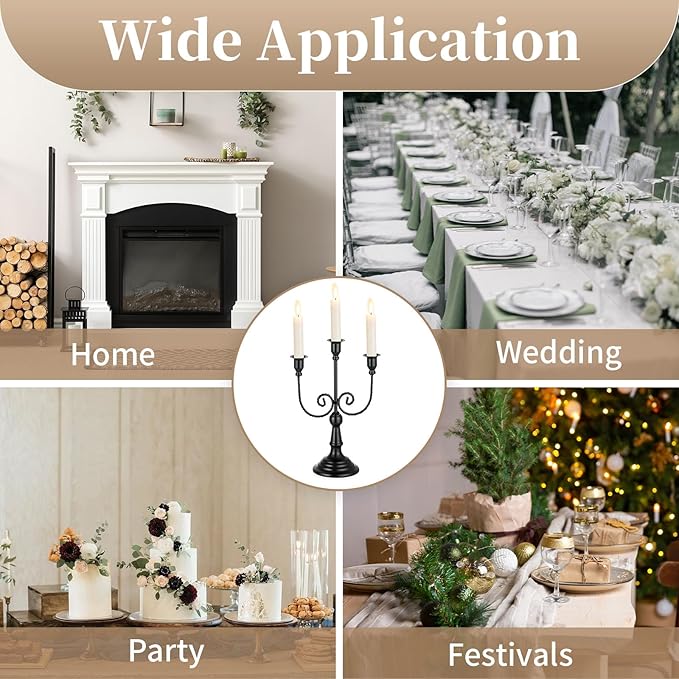 Sziqiqi Halloween Candle Holder Candelabra - Black Candle Stick Holders Pack of 2 Decorative Candleholders for Christmas Decoration-Ruum Studio Home