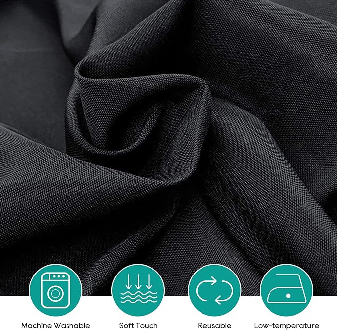 Surmente 120 inch Round Tablecloths -10 Pack Black Round Table Cloths, Polyester Fabric Table Covers for Wedding, Party, Banquet, or Restaurant-Ruum Studio Home