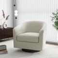 Swivel Barrel Accent Chair, Modern Round Linen Arm Chair for Living Room, Bedroom, Comfy Club Reading Chairs for Adults（Linen Fabric, Beige, Set of 1-Ruum Studio Home
