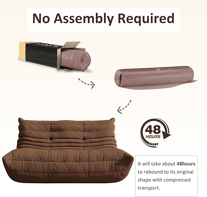 Bean Bag Chair, Oversized Loveseat Fireside Chair for Adults, 2 Seater with Memory Foam Filled, Lazy Sofa Lounge Floor Sofa for Living Room, Bedroom, Office, No Assembly Required. (Coffee)-Ruum Studio Home