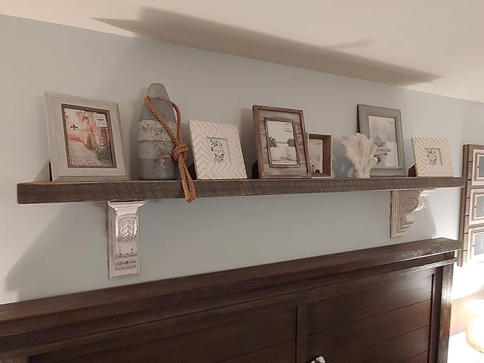 joelsantiques 72 Inch Wooden Floating Shelves for Wall - 72x6x2 in - Made of Natural Wood - Long Heavy Duty Rustic Wall Shelves for Bedroom - Perfect for Living Room, Kitchen - Gray-Ruum Studio Home