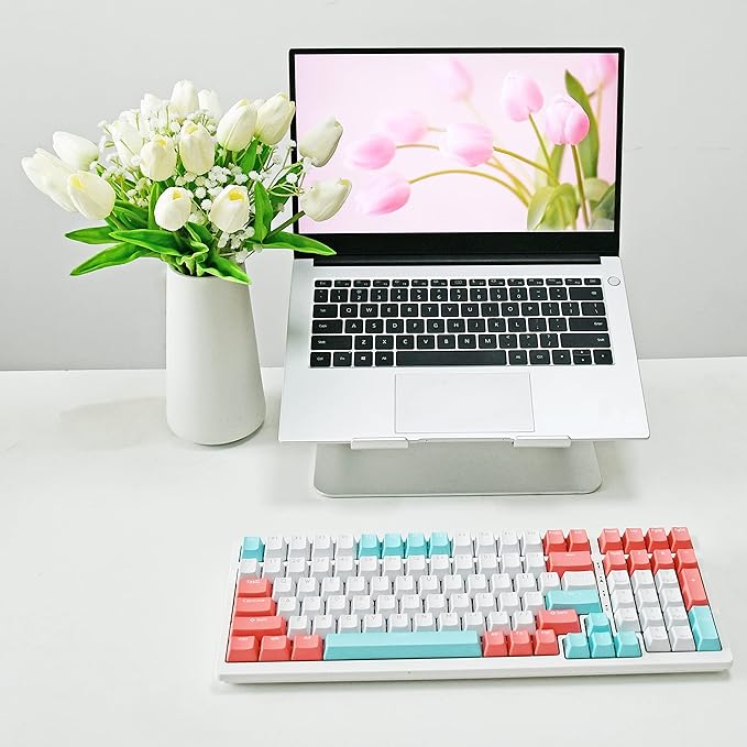 Mandy's Artificial Tulips 20 Stems White with 3pcs White Baby's Breath PU Faux Flowers for Wedding Home Decor 13.5 Inch-Ruum Studio Home