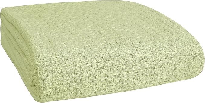 BELIZZI HOME 100% Cotton Bed Blanket, Breathable Bed Blanket Twin Size, Cotton Thermal Blankets Twin, Perfect for Layering Any Bed for All Season, Sage Green-Ruum Studio Home