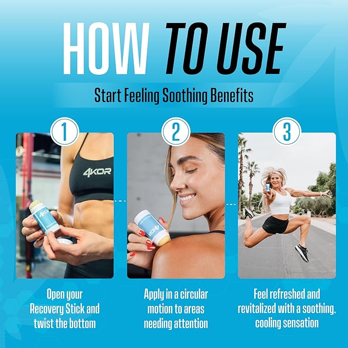 4KOR Recovery Stick - Natural Muscle Balm | Hemp Infused | for Muscles, Joints, Post-Workout | Features a Cooling & Warming Sensation | Portable & Non-Greasy Twist-Up Balms - 1 oz.-Ruum Studio Home