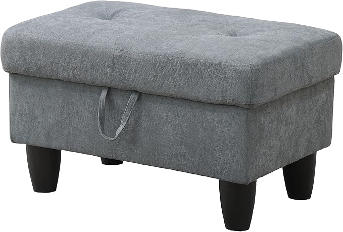 Ottoman Rectangular Storage Ottoman Bench, Flannel Footrest Stool Footstool with Lid for Living Room, Bedroom, Entryway, Dark Gray, 28.5"x19"x17.5"-Ruum Studio Home