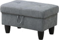 Ottoman Rectangular Storage Ottoman Bench, Flannel Footrest Stool Footstool with Lid for Living Room, Bedroom, Entryway, Dark Gray, 28.5"x19"x17.5"-Ruum Studio Home