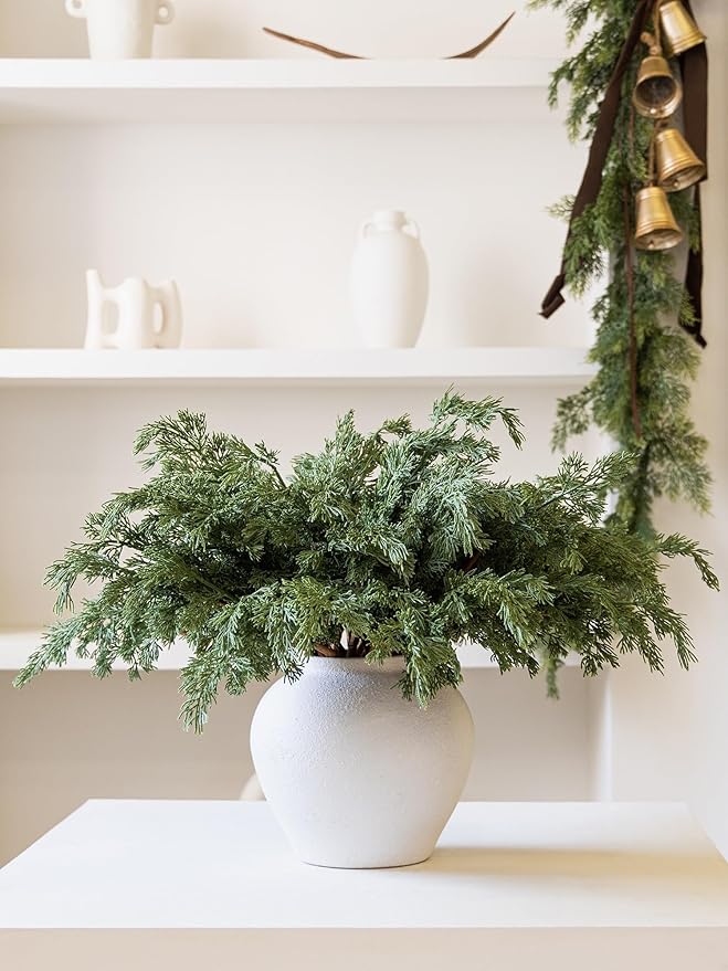 MISSPIN 12 Pcs 21.5 Inches Christmas Cedar Branches, Cedar Artificial Christmas Branches DIY Crafts Faux for Xmas Indoor Outdoor Home Decor-Ruum Studio Home