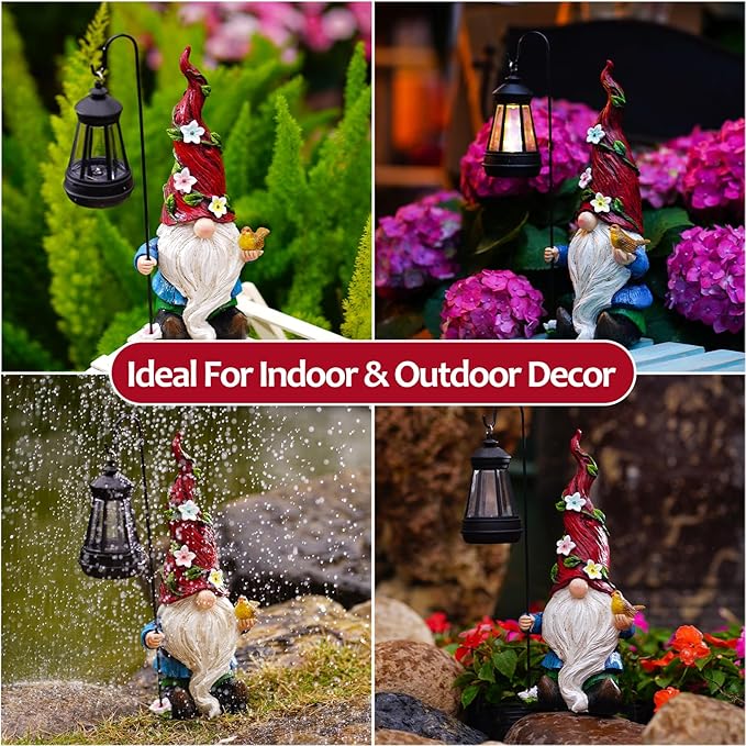 Garden Gnomes Outdoor Statue with Solar Lights,Solar Gnomes Decorations for Yard Outdoor gnome Decorations for Garden, Patio Gnome Gifts for Mom-Ruum Studio Home
