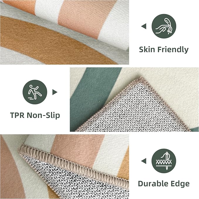 Indoor Outdoor Area Rug, Mid Century Modern Multicolored Outdoor Patio Rug,Washable Abstract Art Rainbow Rugs Non-Slip Carpet for Camping, Bedroom, Deck(8x10)-Ruum Studio Home