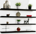 Wood Floating Shelves for Wall Decor, Rustic Wall Shelves for Bedroom Bathroom Kitchen Living Room, Set of 4 Black 48 Inch-Ruum Studio Home