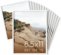 HAUS AND HUES 8.5x11 White Metal Picture Frames - Features Premium Aluminum, Vertical & Horizontal Hang, Shatterproof Plexiglass - Perfect for Home, Room, Office (8.5x11 in, White, Set of 15)-Ruum Studio Home