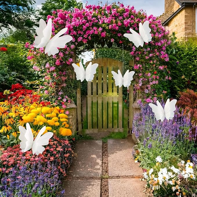 SUNBEAUTY Large Butterfly Party Decorations, 3D White Paper Butterflies Wedding Decoration, Hanging Butterflies for Baby Shower Decorations Girls, Women, Paper Flowers for Wall Decoration, Set of 4-Ruum Studio Home