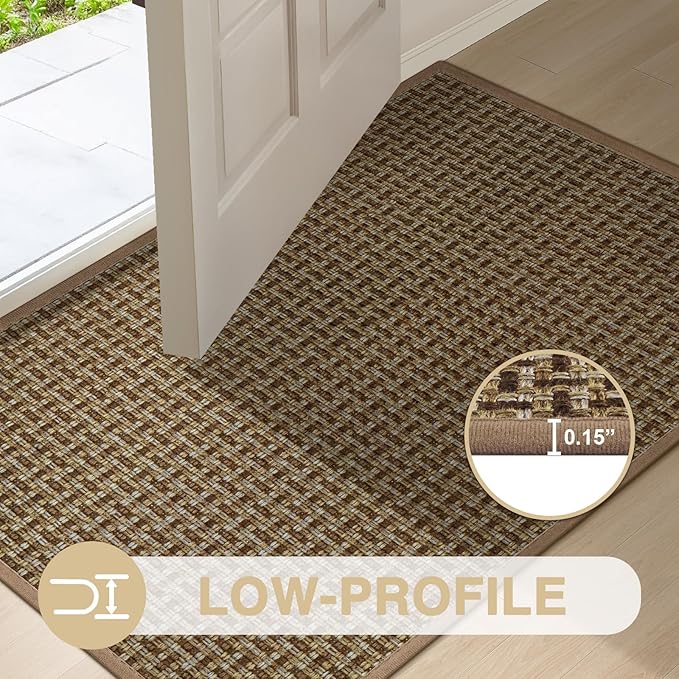 LEKEEPGO Door Mat Indoor Entrance 17"x29", Absorbent Indoor Door Mat, Non Slip Rubber Backing Inside Door Mats, Washable Floor Mat, Low-Profile Doormat for Front Door, Entryway, Entrance, Brown-Ruum Studio Home