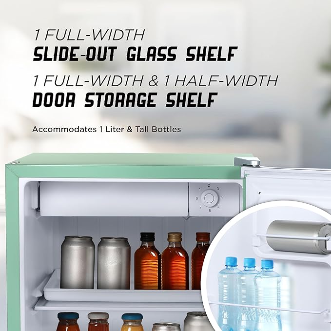 IBCR17MNT Compact, Energy Star Certified Small, Single Door Mini Fridge with Freezer Refrigerator, Standard (1.7 cu ft), Mint Green-Ruum Studio Home