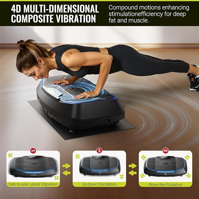 FLYBIRD 4D Vibration Plate 500 LBS Capacity, Oscillation, Linear, Pulsation Vibration Plate Exercise Machine, Triple Motors Vibration Plate for Bone Density Building & Lymphatic Drainage-Ruum Studio Home