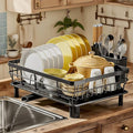MOUKABAL Dish Drying Rack, Dish Rack, Stainless Steel Dish Racks for Kitchen Counter, Dish Drainer with Removable Utensil Holder, Drainboard (Black)-Ruum Studio Home