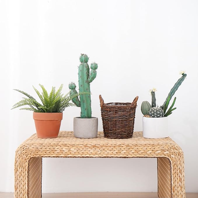 Handwoven Wicker Planter Basket with Waterproof Liner – Natural Yellow Decorative Flower Pot Holder for Indoor Use - Small Size (Inner Top Ø 7", Inner Height 5.9")-Ruum Studio Home
