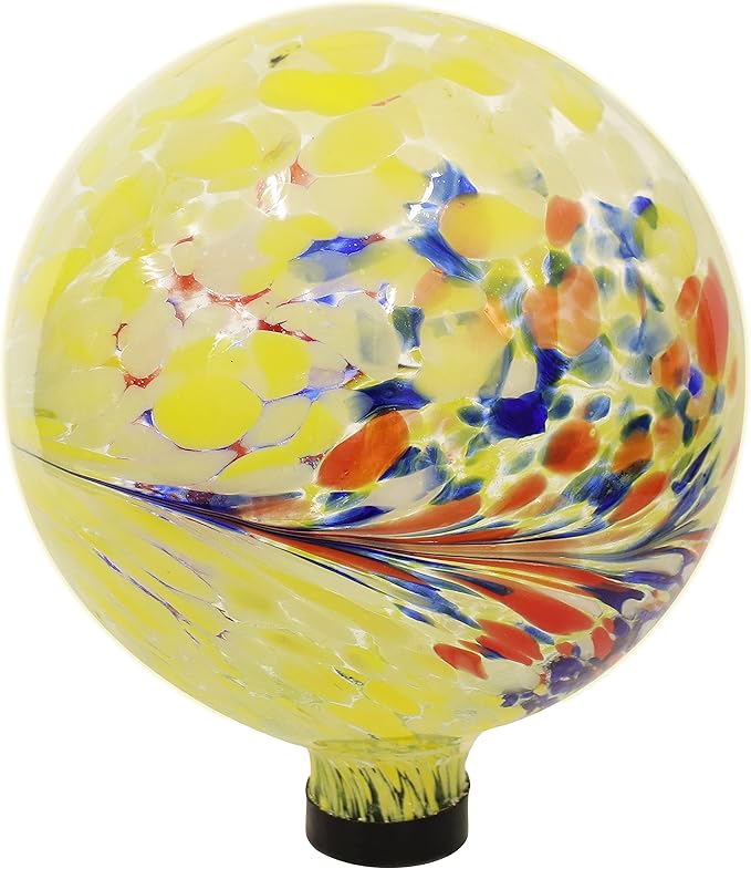 Sunnydaze 10-Inch Gazing Ball for Garden - Glass Gazing Globe for Outside - Garden Orb Yard Decor - Bright Summer Burst-Ruum Studio Home
