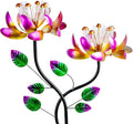 55'' Solar Powered Kinetic Wind Spinner Sculpture Pink Lotus Metal Stake Spinner for Patio, Lawn and Garden Decor Weather-Resistant Outdoor Art with Dual Lotus Design-Ruum Studio Home