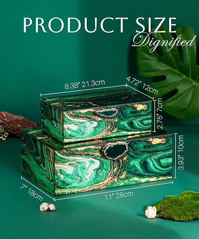 Homde Glass Decorative Storage Box: Set of 2 Boxes for Home Decor - Large Organizer with Lids for Decorations-Ruum Studio Home