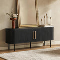 mopio Quin TV Stand, Mid Century Modern for 55/60/65 inch TV, Farmhouse TV Stand, Entertainment Center with Storage, TV and Media Console for Living Room (Black, 59" Tambour)-Ruum Studio Home
