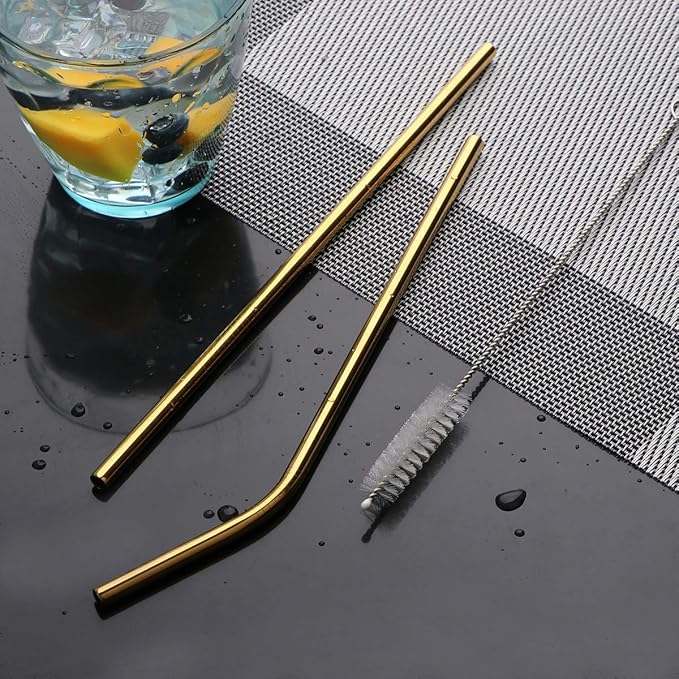 Travel Utensils Set with Case Reusable Portable Cutlery Set Stainless Steel 8pcs Including Dinner Knife Fork Spoon Chopsticks straws(Gold)-Ruum Studio Home