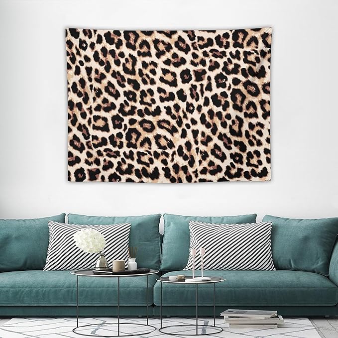 HZOHNAGO Leopard Print Tapestry Rustic Brown Leopard Wild Animal Printed Wall Tapestry Painting Wall Hanging for Bedroom Living Room Dorm 40" W x 30" H-Ruum Studio Home
