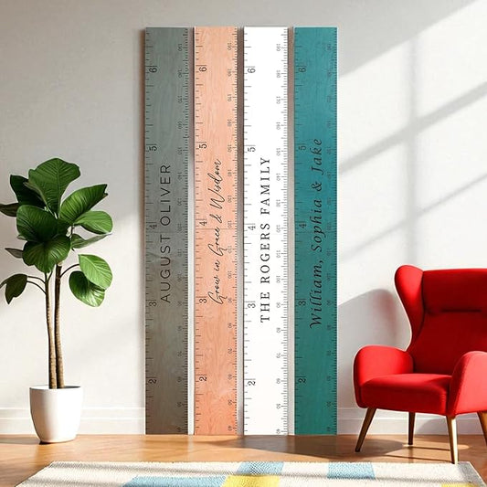 Personalized Wooden Growth Chart for Kids – Wall Height Ruler for Child Growth Tracking – Wooden Height Chart for Boys & Girls, Nursery & Home Decor Multiple Sizes & Colors-Ruum Studio Home