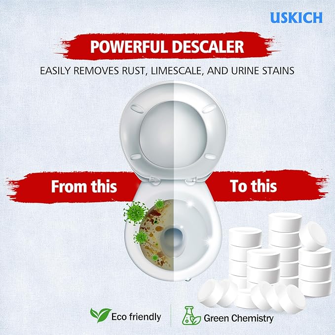 USKICH Toilet Bowl Cleaner 40 PACK, Household Automatic Toilet Bowl Cleaners with Bleach, Bathroom Toilet Tank Cleaners Tablets with Sustained-Release Technology for Deodorizing & Descaling-Ruum Studio Home