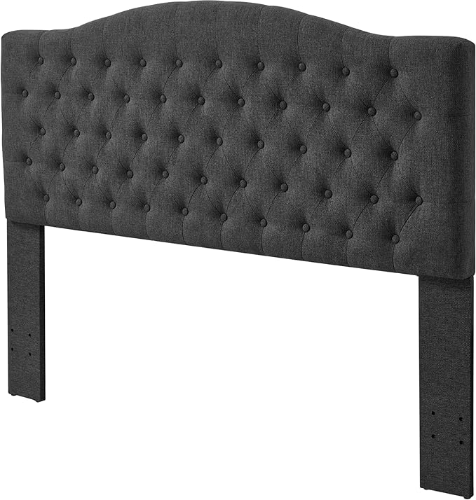 Linen Upholstered Headboard Queen/Full Size Latest Model Wall Mount, Bed Frame Mount, Featuring High-Density Sponge Padding, Luxury Texture Easy Assembly Comfort and Style-Dark Gray-Ruum Studio Home