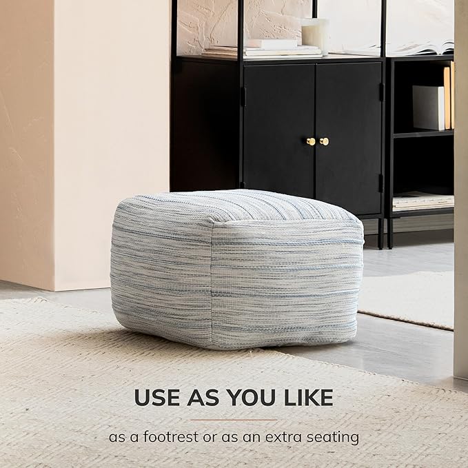 Anji Mountain 22"x22"x16" Handmade & Handcrafted Ottoman Pouf Comfortable Pouf Ottoman Foot Rest & Home Décor Accent for Living Room, Bedroom, Nursery, Kids Room, Patio-Ruum Studio Home