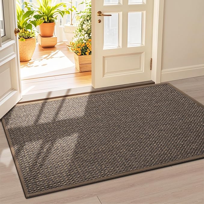 LEKEEPGO Door Mat 36"x59", Non Slip Door Mat Indoor Entrance, Rubber Backing Front Indoor Door Mats Washable Absorbent Low-Profile Doormat Entryway Entry Resist Dirt Inside Door Mats, Brown-Ruum Studio Home