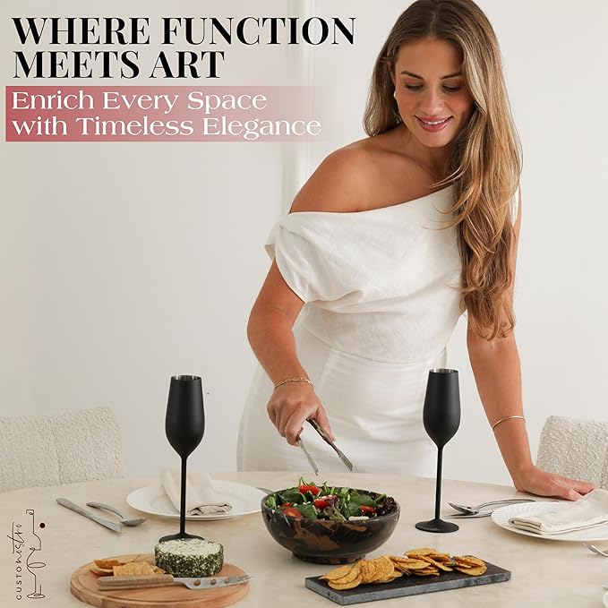 Gusto Nostro 8" Luxury Black Marble Decorative Bowl for Coffee Table - Elegant Decorative Fruit Bowl for Kitchen Counter - Heavy Stone Entryway Catch All for Keys, Potpourri Holder Centerpiece, Medium-Ruum Studio Home